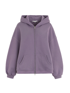 Sudadera con capucha morada de nuevo estilo 2025 para mujer con silueta de tela de rizo de algodón, chaqueta holgada y con doble cremallera - Product Image 4