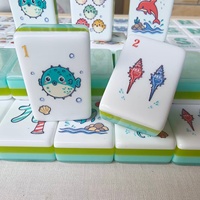 Set Ubin Mahjong Akrilik Mewah Modern 160 Buah dengan Desain Ikan Buntal untuk Teras, Gazebo, dan Lanai