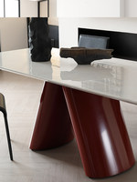 Italienischer Minimalistischer Marmor-Esstisch Rechteckiges Design Moderner Dezent-Exklusiver Esstisch Touch Luxe 8-Sitzer