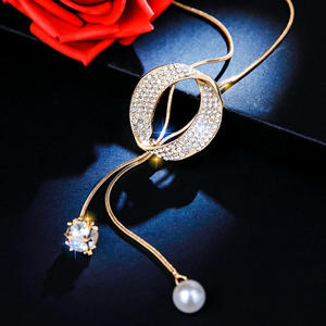 Женская мода, Геометрическая циркониевая цепочка на свитер, корейское длинное ожерелье с кисточкой, Очаровательное ожерелье с подвеской для девушек, ювелирные изделия - Product Image 2