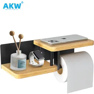 Wholesale Price Wooden Toilet Paper Roll Holder Black