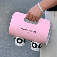 Porte-gobelets jetables en papier kraft biodégradable personnalisé avec logo, pour emporter café ou thé chaud, avec poignée