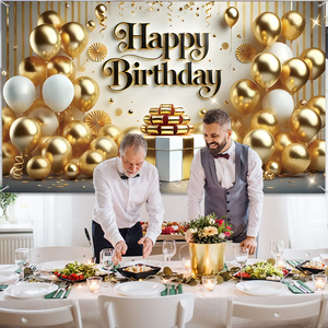 لافتة عيد ميلاد سعيد ذهبية لامعة 70.8x43.3In ذهبية للشامبانيا هدية عيد ميلاد قماش خلفية للديكور لافتة الحفلات - Product Image 4