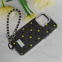 Casing Imd Designer Dengan Wallpaper Titik Datar Cetak Logo Kustom Sarung Ponsel Dengan Tali Gantungan untuk iPhone 16 Pro Max 17 15