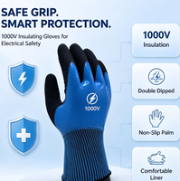 Gants isolants 13G en polyester enduit de latex moussé 1000V pour travaux électriques