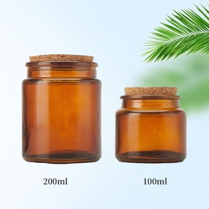 <span class=keywords><strong>En</strong></span> Stock, Contenants <span class=keywords><strong>en</strong></span> <span class=keywords><strong>Verre</strong></span> Vides Ronds Ambrés, Verts et Transparents <span class=keywords><strong>pour</strong></span> Bougies 100g, 200g, avec Bouchon <span class=keywords><strong>en</strong></span> Liège - Product Image 4