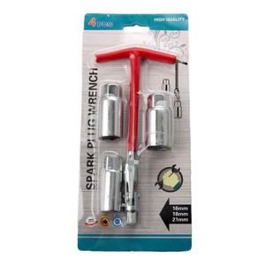 Spark Plug Socket Wrench 4Pc T-Handle 3/8 In 16 18 21Mm Hand Tool Set - Product Image 1