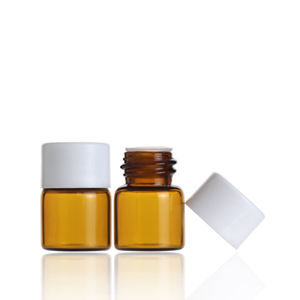 Low Moq Glass Empty Essential Oil Amber Small Vials <b>Perfume</b> 1 ml <b>Sample</b> <b>Bottle</b> With Black White Plastic Screw Cap - Product Image 6