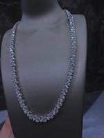 Collier chaîne cubaine en argent 925 plaqué rhodium avec perles d'eau douce et moissanite VVS taille brillant, style hip-hop, cadeau unisexe