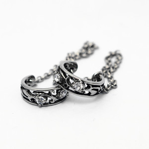 Yunnique – boucles d'oreilles à clipser en acier inoxydable 316, motif rétro creux, incrustées de diamants, pour femmes, avec chaîne, bijoux de fête - Product Image 1