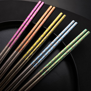 Baguettes en titane pur colorées effet cristal de glace, rondes, anti-brûlure, antidérapantes, coffret cadeau 5 paires - Product Image 2