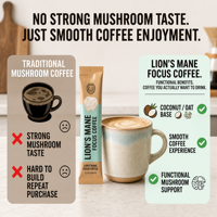 Sachet de café latte aux champignons Lion's Mane pour la concentration, marque distributeur, pour rituel matinal quotidien, boisson fonctionnelle OEM