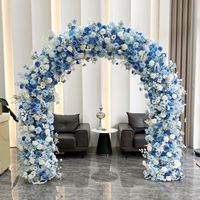 2,4m Weiß-Blauer Rosenbogen Florale Rasen-Hochzeitsdekoration Künstliche Hortensien-Rosen-Blumengitter-Modell
