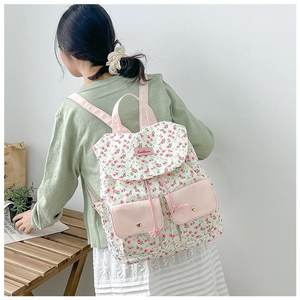 Sac à dos de voyage pour fille mignon de style japonais, floral, en gros, personnalisé, grande capacité, sac d'école pour étudiant - Product Image 4