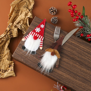 Nuevas fundas de fieltro para cubiertos, fundas de cubiertos con diseño de anciano sin rostro, decoraciones navideñas para la mesa del comedor. - Product Image 3