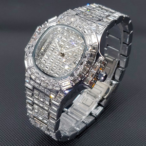 Fashionable Diamond Studded Starry Sky Square Calendar Rubber Stainless Steel <b>Case</b> 3BAR Water Resistant Quartz Watch for Men - Product Image 4
