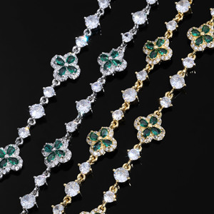Fashion Hip Hop Four-leaf Clover Zircon Water Bead Chain Colorful <b>Gemstone</b> <b>Bracelet</b> Simple Women's Jewelry - Product Image 3