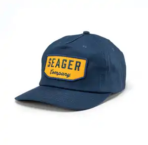 Özel nakış yama logosu kavisli baskılı snapback şapka 5 panel pamuk şoför şapkası seager lacivert rahat fit beyzbol şapkası erkekler için
