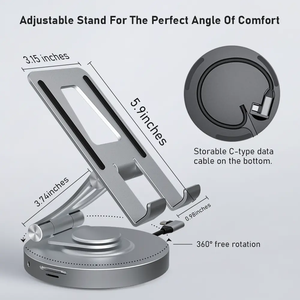 New Aluminum USB3.0 <strong>Docking</strong> Station Type-C Foldable Tablet Stand Adapter 8 in 1 <strong>USB</strong> 3.0 C Hub - Product Image 4