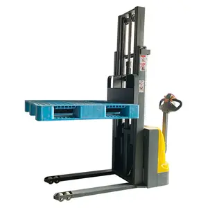 Kleine hydraulische gabelstapler high lift 1ton elektrische gabelstapler lkw walking mechanische paletten stapler