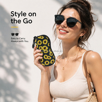 Étui à lunettes en néoprène personnalisé avec mousqueton, support portable pour lunettes, pochette souple pour lunettes, idéal pour les voyages et l'extérieur