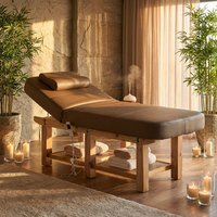Table de massage professionnelle chauffée en bois massif, lit de beauté de luxe pour spa avec support à 6 pieds pour centre de bien-être