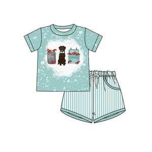 Conjunto de 2 piezas de camiseta y pantalones cortos casuales de verano con estampado de perro y cangrejo de río para niños, conjuntos de ropa a juego para hermanos - Product Image 4