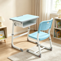 Ensemble de bureau et chaise d'étudiant moderne, bureau individuel, structure métallique durable, mobilier scolaire pour la maison, le bureau ou l'étude