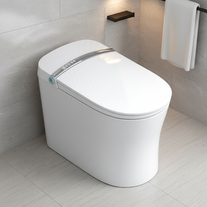<span class=keywords><strong>WC</strong></span> intelligent monobloc en céramique avec bidet électrique à chasse automatique, siphonique à siphon en S, siège chauffant inclus, à poser au sol - Product Image 5