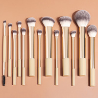 Ensemble de 13 pinceaux de maquillage en nylon avec pochette de rangement, pinceaux pour poudre libre, blush et fard à paupières