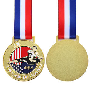 Medallas Deportivas de Metal <span class=keywords><strong>a</strong></span> <span class=keywords><strong>Precio</strong></span> de Fábrica, Logotipo Personalizado, Letra Chapada en Oro, Aleación de Zinc Esmaltada, Medallas de Karate de una Sola Cara - Product Image 4