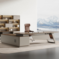 Bureau de direction de luxe en forme de L, table de bureau pour patron, mobilier de bureau en bois, design moderne, bureau de PDG