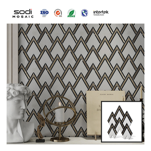 กระเบื้องโมเสคหินติดผนังลายหินอ่อนกันเชื้อรา ขนาด 300*275 มม. ดีไซน์หรูหรา พร้อมลายโลหะรูปทรงลูกศร สำหรับตกแต่งวิลล่า Derco - Product Image 2