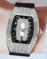Montres de luxe en acier avec mouvement japonais similaire, design d'usine et fabrication en série, squelette, cristal et diamants, pour marque privée