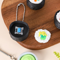 Porte-clés Sushi Imprimé en 3D Nourriture Japonaise Kawaii Porte-clés Fidget Clicker Jouet Anti-Stress Décoration Sac à Dos Cade
