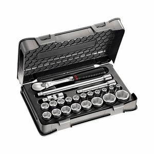 <b>Socket</b> Set 1/2 In Drive 60 Piece Metric Chrome Vanadium Steel Tool Kit With Ratchet And <b>Extension</b> Bars For Automotive Repair - Product Image 1