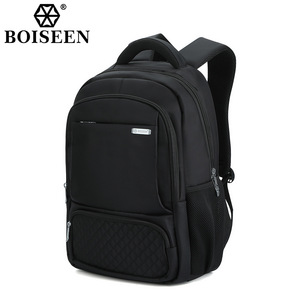 Boiseen Men's <b>Backpack</b> <b>Large</b> Capacity Waterproof Laptop Bag Business Travel Black Solid Color - Product Image 1