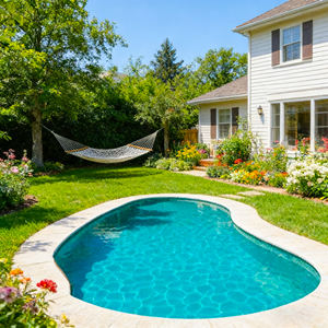 Piscina compacta de fibra de vidrio con diseño de escalones para diversión acuática familiar, piscinas, spa, piscina exterior - Product Image 1