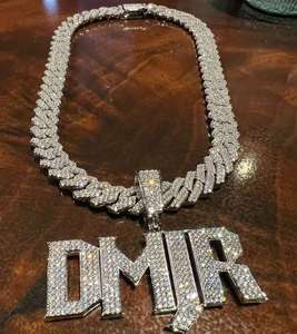 Produit de haute qualité en gros Vvs Moissanite pendentif initial glacé Baguette diamant lettre Logo numéro pendentif - Product Image 1