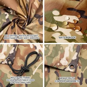 Customized Camouflage Waterproof Hooded Camo Rain Poncho Gear <strong>Raincoat</strong> for Camping Hunting Hiking Fishing - Product Image 5