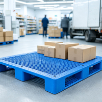 Palette en plastique à neuf pieds pour entrepôt, à surface perforée, pour la ventilation et le stockage de marchandises, compatible chariot élévateur