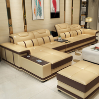 Canapé multifonctionnel de style moderne, canapé en L à un siège, combinaison de canapés avec fauteuil de massage, ensemble de canapés en cuir avec haut-parleur