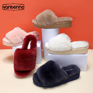 Chaussons d'extérieur antidérapants en fourrure de renard colorée et moelleuse pour femmes, doublure en cuir, fourrure de renard véritable, pour les fêtes - Product Image 5