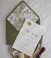 Cartes d'invitation de mariage personnalisées, faites à la main, de luxe, en papier gaufré vert Saga, avec enveloppes, fabriquées en Chine