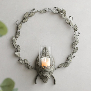 Vòng tròn <span class=keywords><strong>Oliver</strong></span> lá hình dạng Châu Âu rèn sắt handmade trụ cột chủ đối với trang trí nội thất giáng sinh - Product Image 1