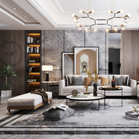 Projet clé en main tout-en-un pour l'aménagement intérieur de hall d'hôtel commercial, salon de luxe, canapé modulaire, panneau mural WPC imperméable