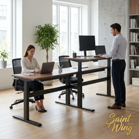 Structure de bureau debout à quatre pieds, double moteur, réglable en hauteur pour aménagement de bureau ouvert