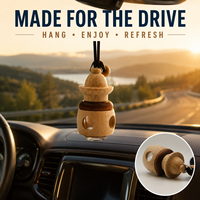 Diffuseur de parfum pour voiture en forme de baril en bois de hêtre avec bouteille intérieure en verre, parfum naturel, logo personnalisé, OEM ODM