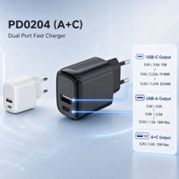 Vente flash - Chargeur rapide USB-A USB-C PD20W avec prise EU, noir et blanc, adaptateur secteur USB universel certifié CE UKCA