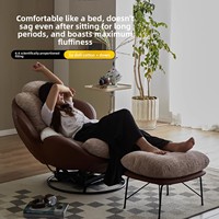 Fauteuil à bascule pivotant moderne et minimaliste en velours coquille d'œuf avec pieds en métal, pour salon, balcon, mobilier de maison individuel